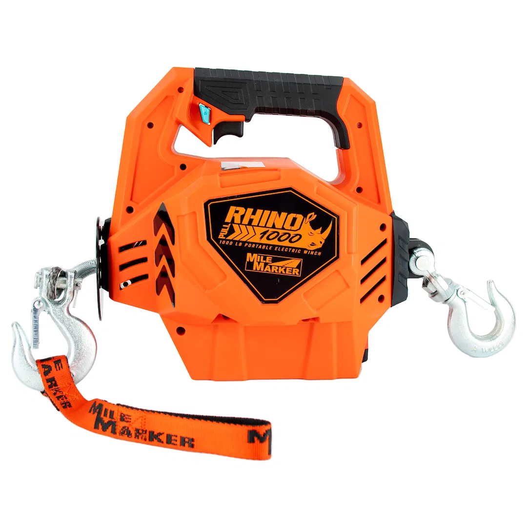 71-1000 – MILEMARKER Winch, Portable Vertical Lift Winch 12 Volt DC 1000 Pound Line Pull Capacity 39 Foot Synthetic R...